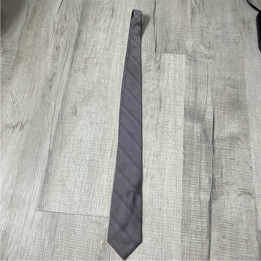 PAUL STUART VINTAGE SILK HANDMADE STRIPED TIE GRAY - Picture 7 of 9